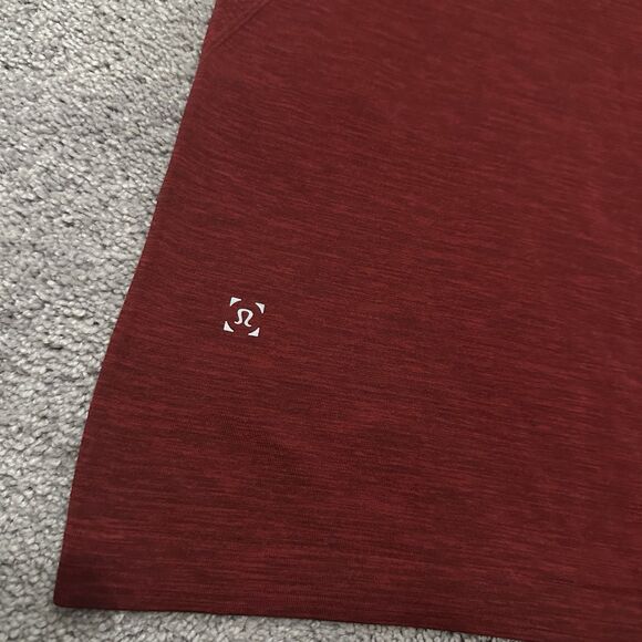 Lululemon Metal Vent Tech Polo Short Sleeve M Bold Red Mesh Golf Casual Work - Picture 6 of 8